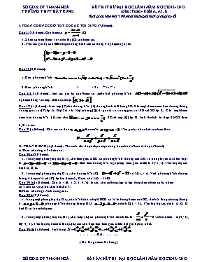 Đề thi thử đại học lần I năm học 2012- 2013 môn Toán - khối A, A1, B - Trường Thpt Hà Trung